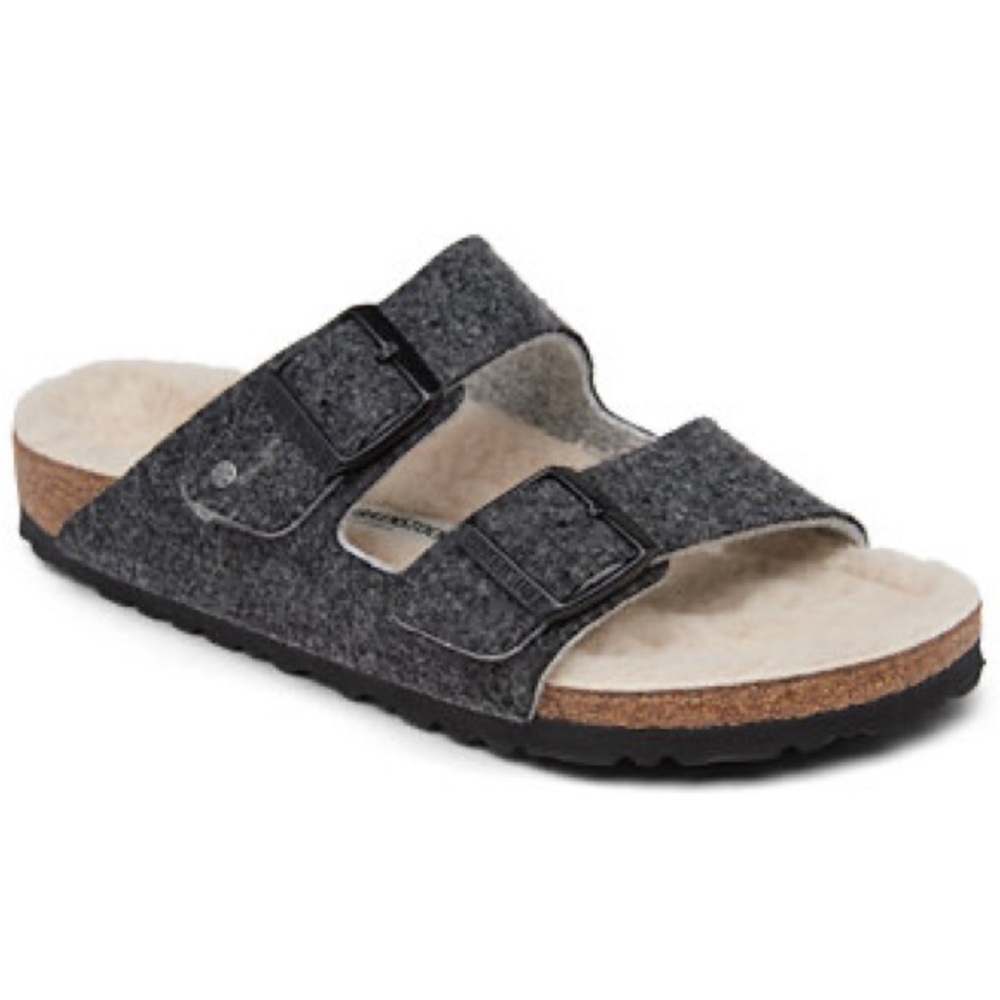 Birkenstock Womens Arizona Grey Felt Wool Strappy Sandals sz 8/39